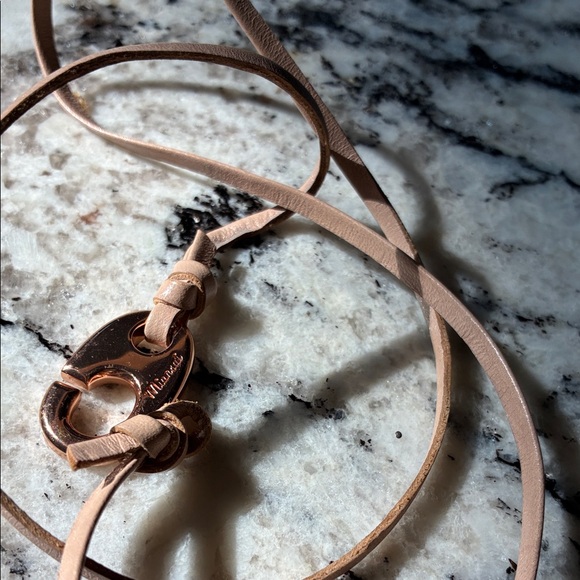 Miansai Tan Leather Bracelet with Gold Clasp - Picture 3 of 3